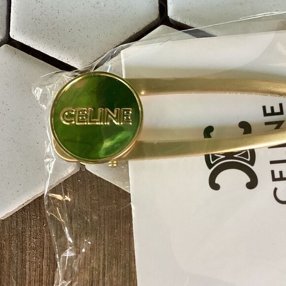 NIB Celine Gold Tone Hair Metal Clip Accessory 3” Snap Hairpin GWP main image 4
